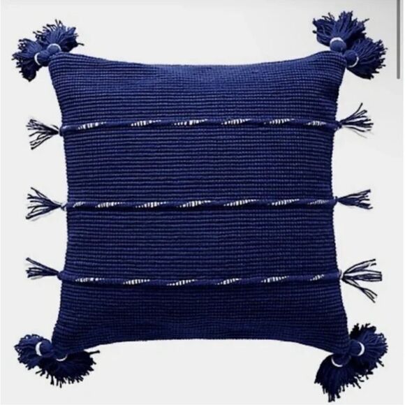 Anthropologie Other - Set of 2 Anthropologie Tassled Fabina Accent Pillow in Navy